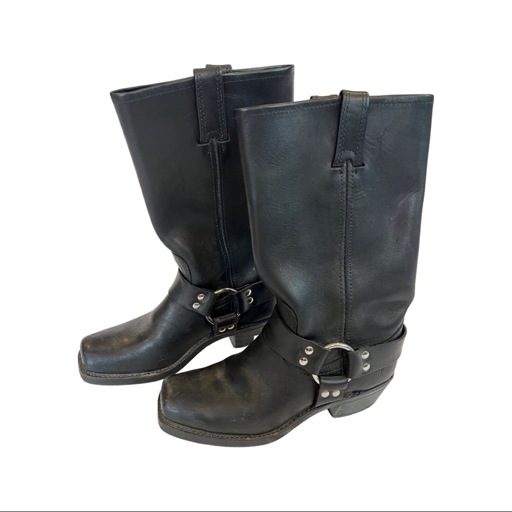 Frye black moto leather boot size 6.5